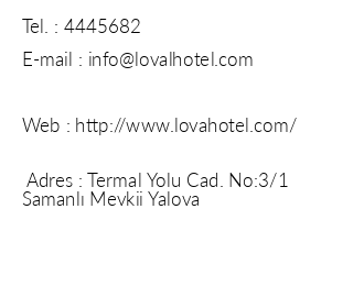 Lova Hotel Spa iletiim bilgileri